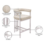 Marcello Velvet Upholstered Counter Stool in Beige