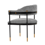 Lia Chenille Metal Armchair in Gray