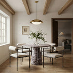 Axis Linen Textured Fabric Upholstered Dining Chair in Cream