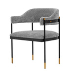 Lia Chenille Metal Armchair in Gray