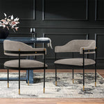 Lia Chenille Metal Armchair in Stone