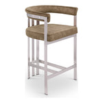 Marcello Velvet Upholstered Counter Stool in Brown