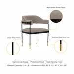 Lia Chenille Metal Armchair in Stone