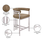 Marcello Velvet Upholstered Counter Stool in Brown