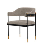 Lia Chenille Metal Armchair in Stone