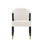 Ola Chenille Wood Dining Chair in Cream