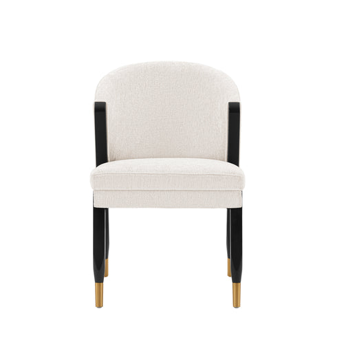 Ola Chenille Wood Dining Chair in Cream
