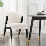 Ola Chenille Wood Dining Chair in Cream