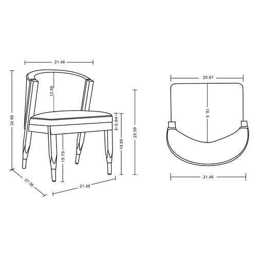 Ola Chenille Wood Dining Chair in Cream