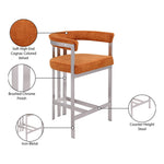 Marcello Velvet Upholstered Counter Stool in Cognac