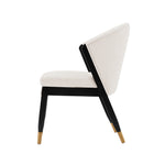 Ola Chenille Wood Dining Chair in Cream