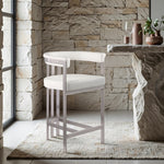 Marcello Velvet Upholstered Counter Stool in Cream
