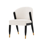 Ola Chenille Wood Dining Chair in Cream