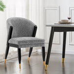 Ola Chenille Wood Dining Chair in Gray