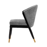 Ola Chenille Wood Dining Chair in Gray