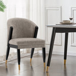 Ola Chenille Wood Dining Chair in Stone