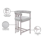 Marcello Velvet Upholstered Counter Stool in Grey