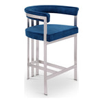 Marcello Velvet Upholstered Counter Stool in Navy