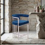 Marcello Velvet Upholstered Counter Stool in Navy