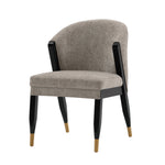 Ola Chenille Wood Dining Chair in Stone