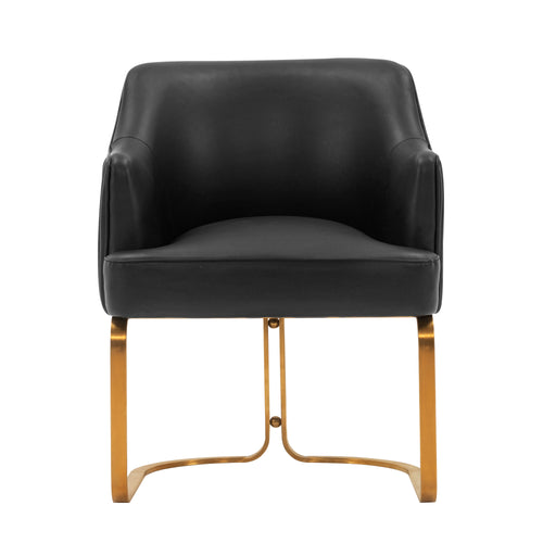 Raya Vegan Leather Wood Dining Chair in Black
