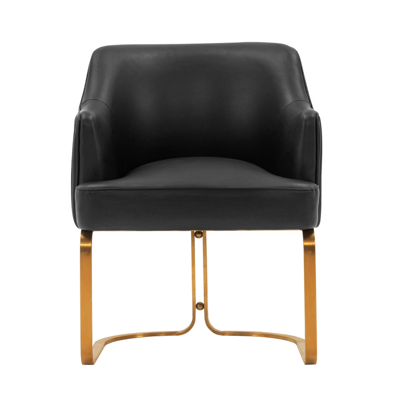 Raya Vegan Leather Wood Dining Chair in Black