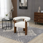 Barrel Boucle Fabric Upholstered Dining Chair in Cream