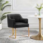Raya Vegan Leather Wood Dining Chair in Black