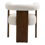 Barrel Boucle Fabric Upholstered Dining Chair in Cream