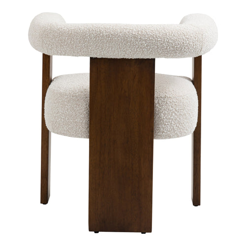 Barrel Boucle Fabric Upholstered Dining Chair in Cream