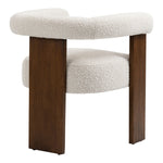 Barrel Boucle Fabric Upholstered Dining Chair in Cream