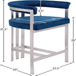Marcello Velvet Upholstered Counter Stool in Navy