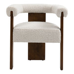 Barrel Boucle Fabric Upholstered Dining Chair in Cream
