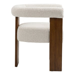 Barrel Boucle Fabric Upholstered Dining Chair in Cream