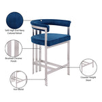 Marcello Velvet Upholstered Counter Stool in Navy