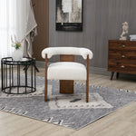 Barrel Boucle Fabric Upholstered Dining Chair in Cream