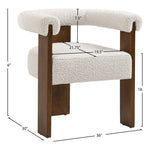 Barrel Boucle Fabric Upholstered Dining Chair in Cream