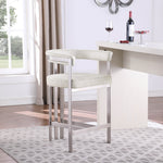 Marcello Velvet Upholstered Counter Stool in Stone