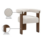 Barrel Boucle Fabric Upholstered Dining Chair in Cream