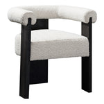 Barrel Boucle Fabric Upholstered Dining Chair in Cream
