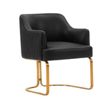Raya Vegan Leather Wood Dining Chair in Black
