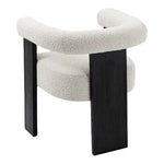 Barrel Boucle Fabric Upholstered Dining Chair in Cream