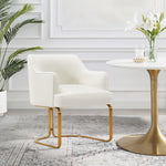 Raya Vegan Leather Wood Dining Chair in Ivory