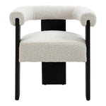Barrel Boucle Fabric Upholstered Dining Chair in Cream