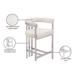 Marcello Velvet Upholstered Counter Stool in Stone