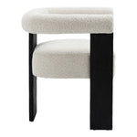 Barrel Boucle Fabric Upholstered Dining Chair in Cream