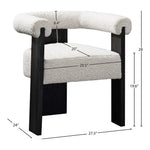 Barrel Boucle Fabric Upholstered Dining Chair in Cream