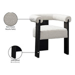 Barrel Boucle Fabric Upholstered Dining Chair in Cream