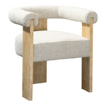 Barrel Boucle Fabric Upholstered Dining Chair in Cream