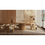 Barrel Boucle Fabric Upholstered Dining Chair in Cream
